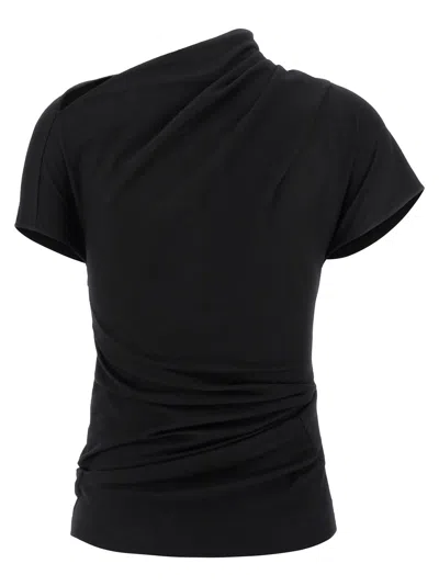 Entire Studios Flap Draped Short-sleeve Top In Black