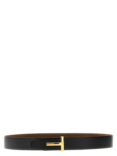 Tom Ford Multicolor Textured Reversible Buckle Belt In Brown