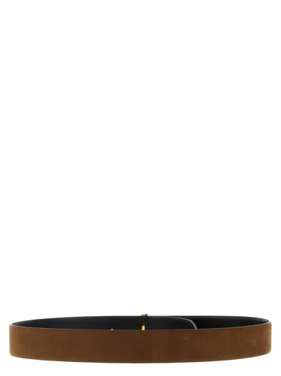 Tom Ford Multicolor Textured Reversible Buckle Belt In Brown