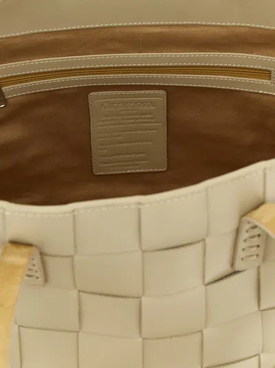 Dragon Diffusion Box Weave Basket Tote In Beige Leather In Sand