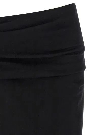 Entire Studios Stretch Wool Midi Skirt With Draped Detailing In Black