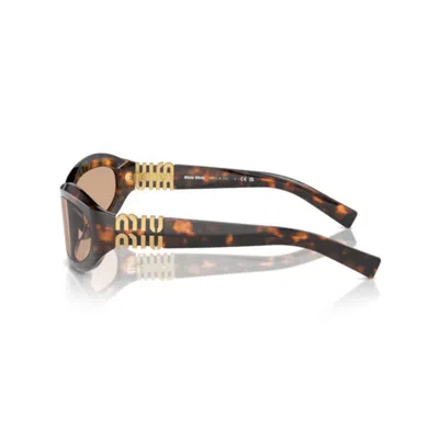 Miu Miu Cat-eye Sunglasses With Glossy Finish And Distinctive Detailing In Brown