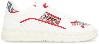 Valentino Garavani Leather Freedots Sneakers Panels Patterned In White