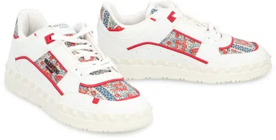 Valentino Garavani Leather Freedots Sneakers Panels Patterned In White