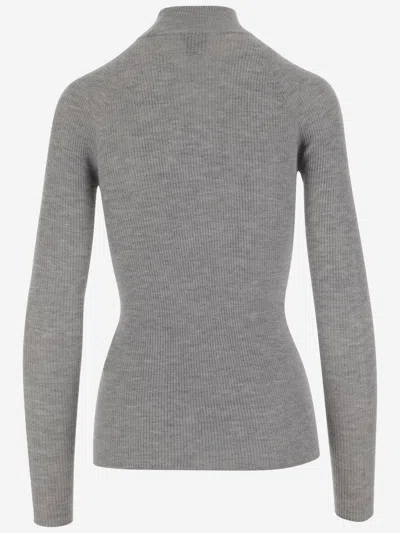 Sa Su Phi Long Sleeve Mock Neck Knitwear Top In Gray