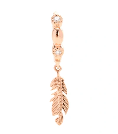 Stone Paris Tiny Hoop 18kt Rose Gold And Diamond Earring In Metallic