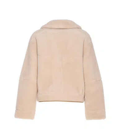 Urbancode Cream Reversible Jacket With Synthetic Sheepskin In Brown