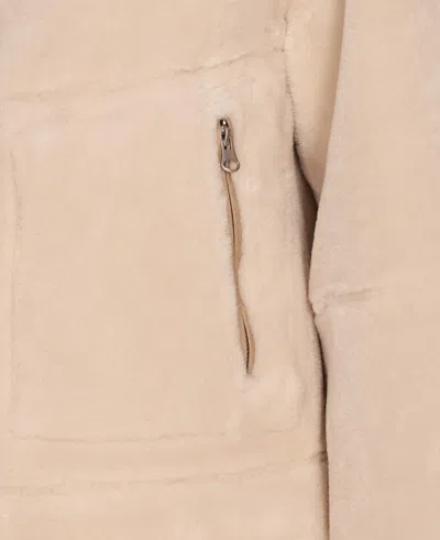 Urbancode Cream Reversible Jacket With Synthetic Sheepskin In Brown