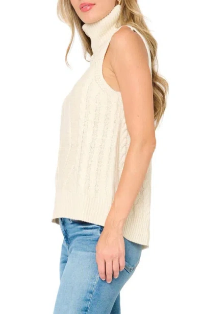 Gibsonlook Cable Stitch Sleeveless Turtleneck Sweater In Neutral