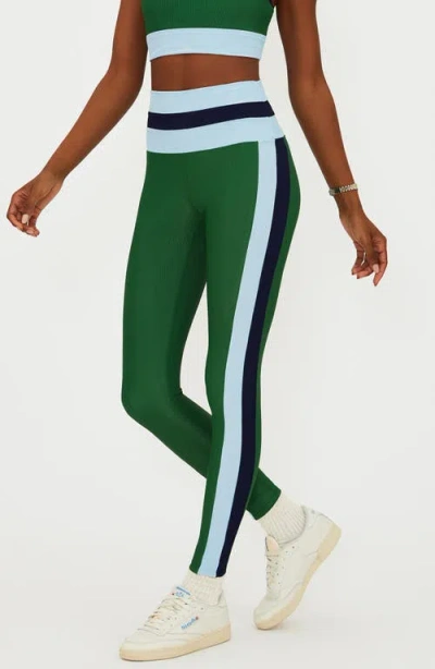 Beach Riot Mariella Ribbed Fabric Legging In Ivy Colorblock In Green