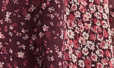 Lucky Brand Women's Print Mix Swing Top In Burgundy