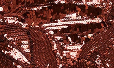 Helsi Leslie Pattern Sequin Strapless Gown In Brown