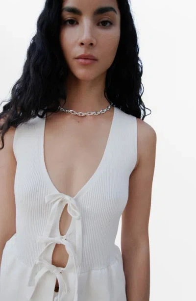 Mango Parise Tie Front Sleeveless Sweater In Neutral