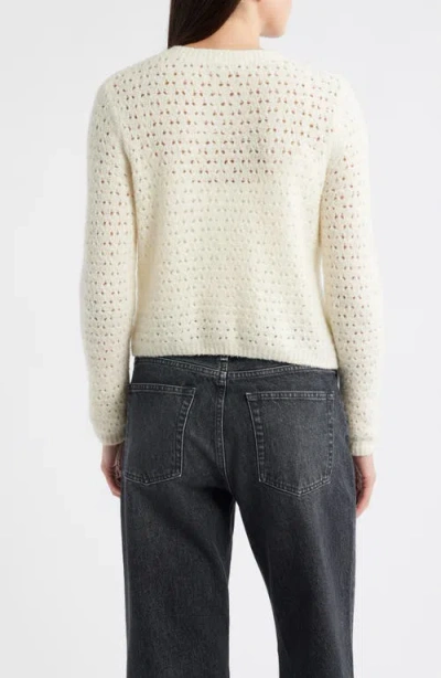 Frame The Chenille Open Stitch Cardigan In White