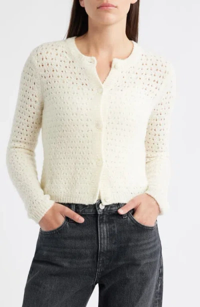 Frame The Chenille Open Stitch Cardigan In White