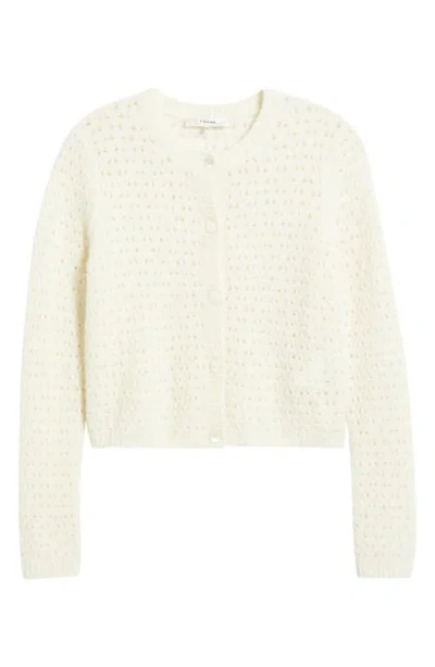 Frame The Chenille Open Stitch Cardigan In White