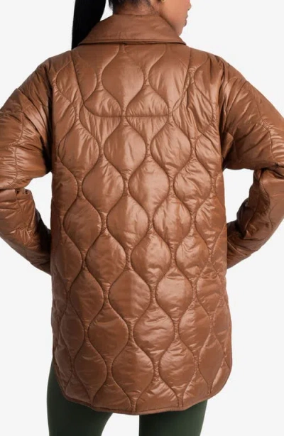 Lole The Quilted Water Repellent Nylon Shacket In Brown