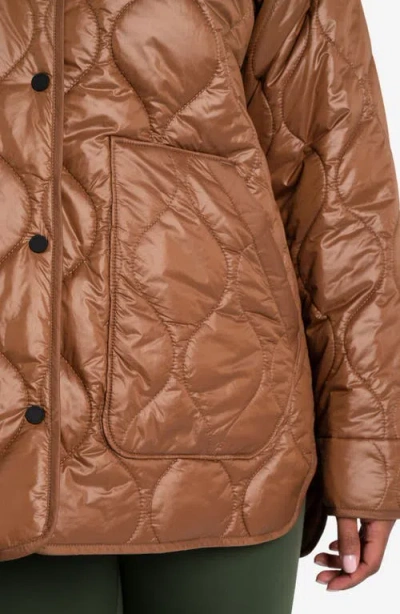 Lole The Quilted Water Repellent Nylon Shacket In Brown