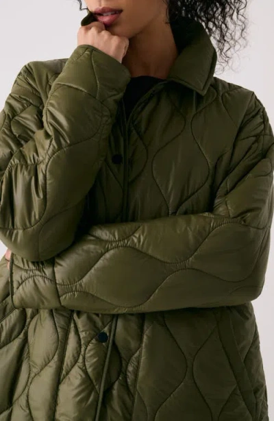 Lole The Quilted Water Repellent Nylon Shacket In Green