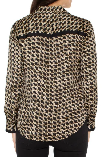 Liverpool Los Angeles Abstract Print Button-up Shirt In Brown