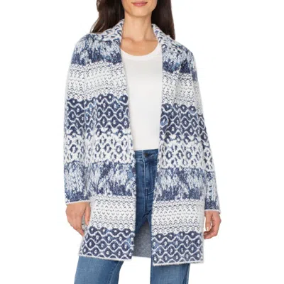 Liverpool Los Angeles Open Front Mixed Print Cardigan In Blue