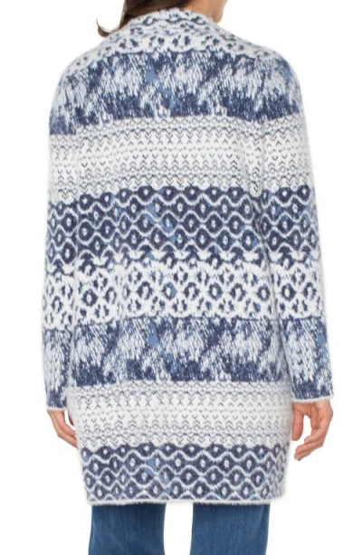 Liverpool Los Angeles Open Front Mixed Print Cardigan In Blue