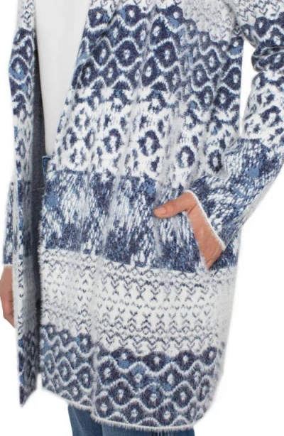 Liverpool Los Angeles Open Front Mixed Print Cardigan In Blue