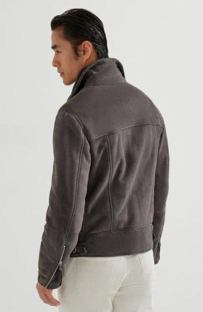 Brunello Cucinelli Shearling Biker Jacket In Gray