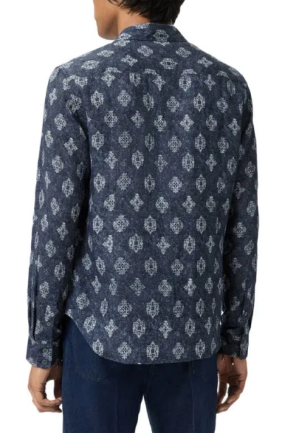 John Varvatos Ross Long Sleeve Linen Button-up Shirt In Multi