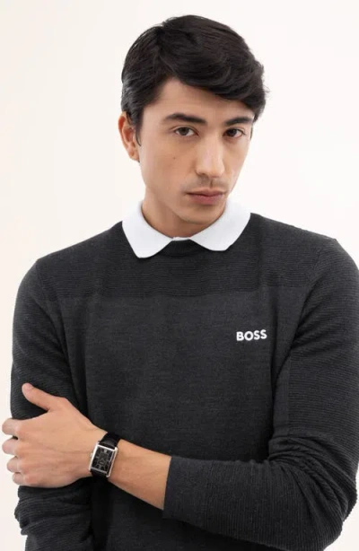 Hugo Boss Boss Principle Dress Leather Watch Black In Black