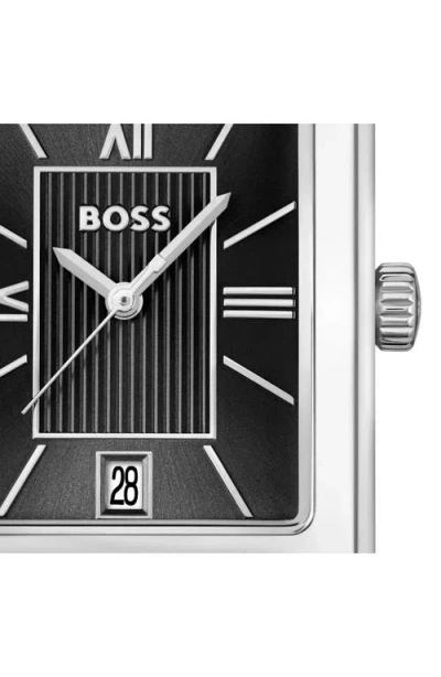 Hugo Boss Boss Principle Dress Leather Watch Black In Black