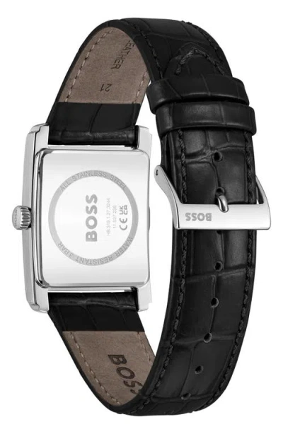 Hugo Boss Boss Principle Dress Leather Watch Black In Black