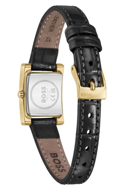 Hugo Boss Boss Lucy Precious Rectangular Watch, 18.5mm In Black