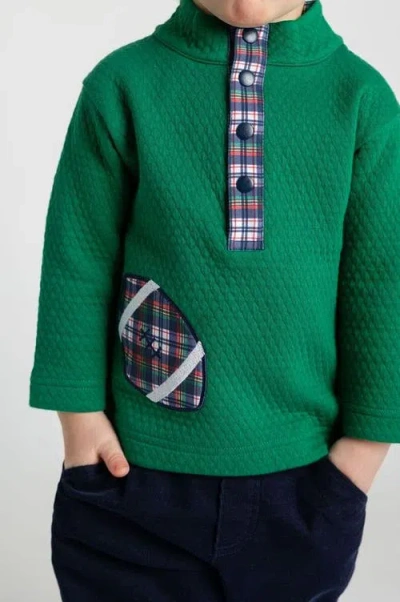 Florence Eiseman Green Jacquard Knit Pullover With Football In Green