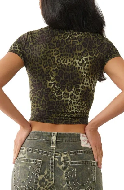 True Religion Women's Leopard Crystal Baby T-shirt In Green