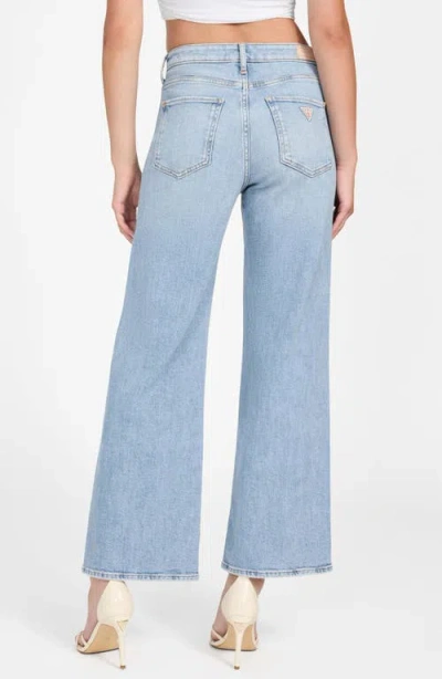 Guess Women's Wide Leg High Rise Pants In Blue