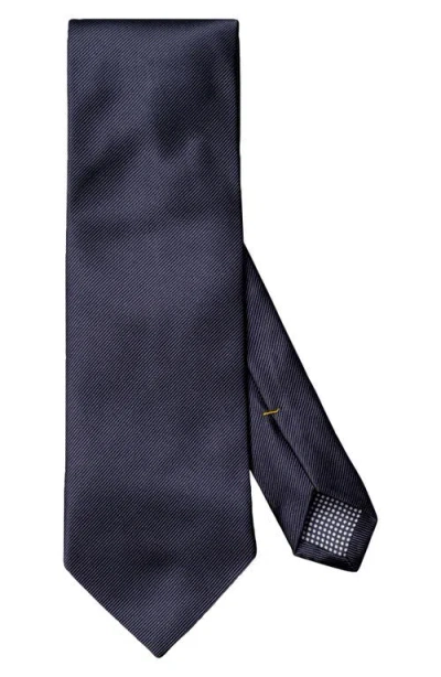 Eton Navy Solid Silk Twill Tie In Blue