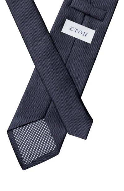 Eton Navy Solid Silk Twill Tie In Blue