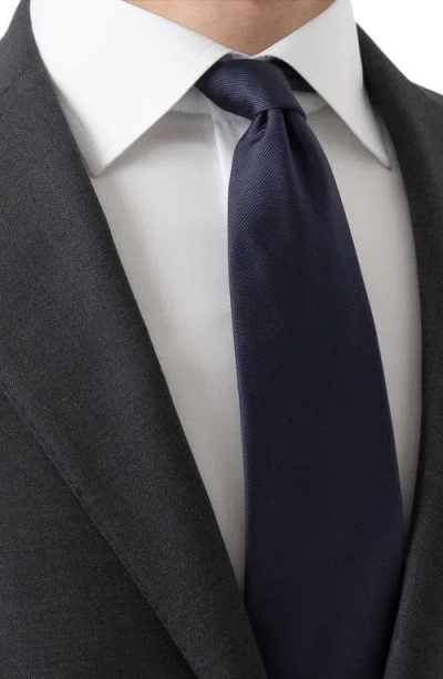 Eton Navy Solid Silk Twill Tie In Blue