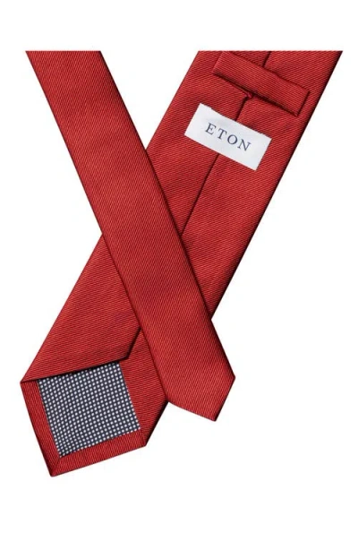 Eton Solid Silk Twill Tie In Red