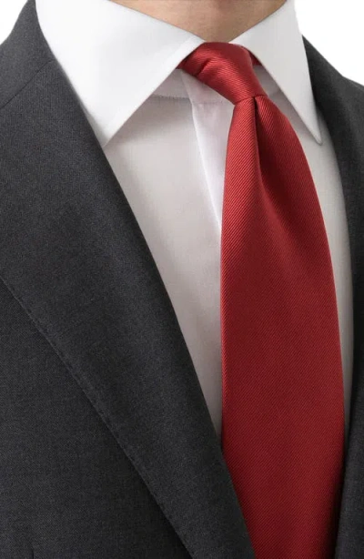 Eton Solid Silk Twill Tie In Red