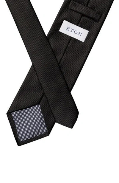 Eton Solid Silk Twill Tie In Black