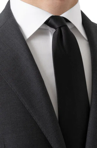 Eton Solid Silk Twill Tie In Black