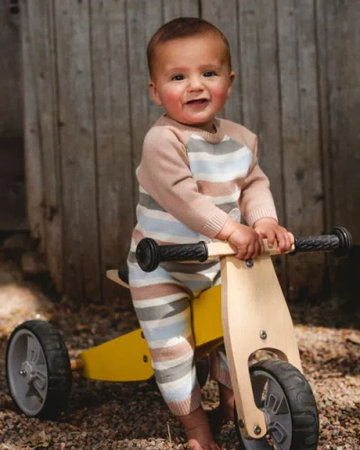 Deux Par Deux Knitted Romper Stripes In Multi