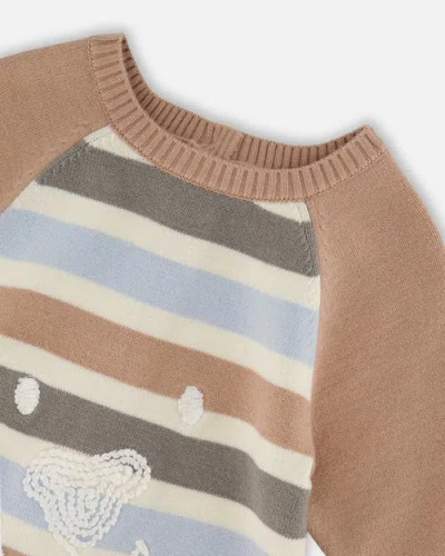 Deux Par Deux Knitted Romper Stripes In Multi