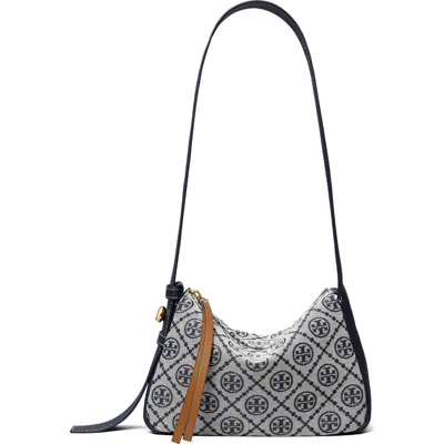 Tory Burch Small Romy T Monogram Canvas Shoulder Bag In Blue