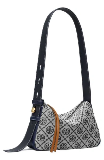 Tory Burch Small Romy T Monogram Canvas Shoulder Bag In Blue