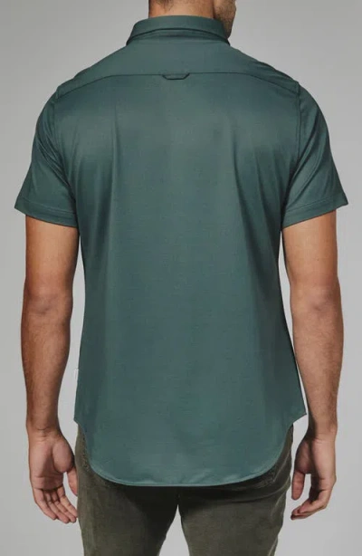 7 Diamonds Owen Solid Short Sleeve Performance Button-up Shirt In Green