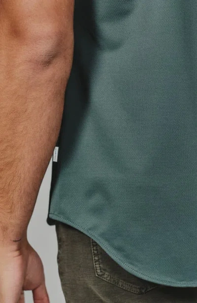 7 Diamonds Owen Solid Short Sleeve Performance Button-up Shirt In Green