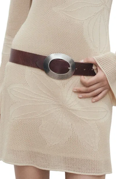 Mango Floral Crochet Dress Beige In Neutral